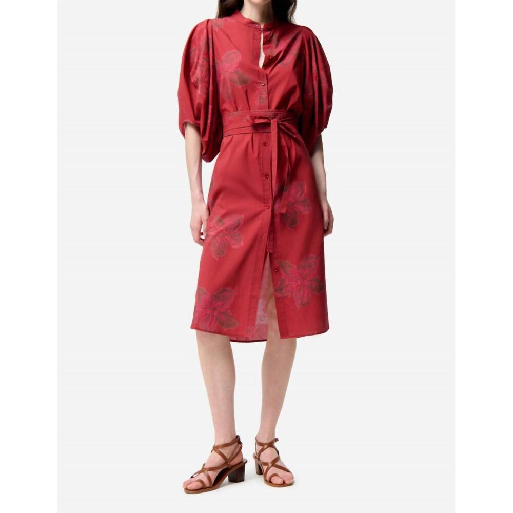 NEW VANESSABRUNO flora midi dress in cherry